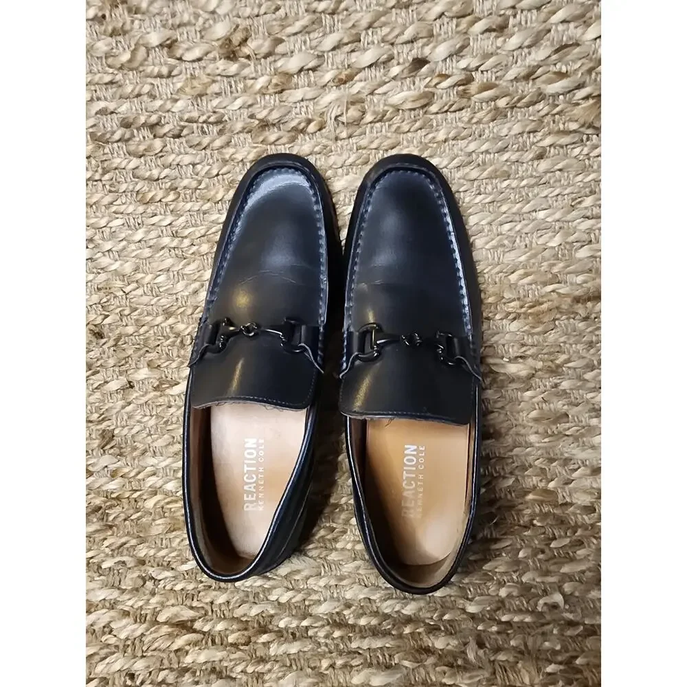 Kenneth Cole Collin Bit Loafer Dress Shoes Size 9.5 Black Leather New York